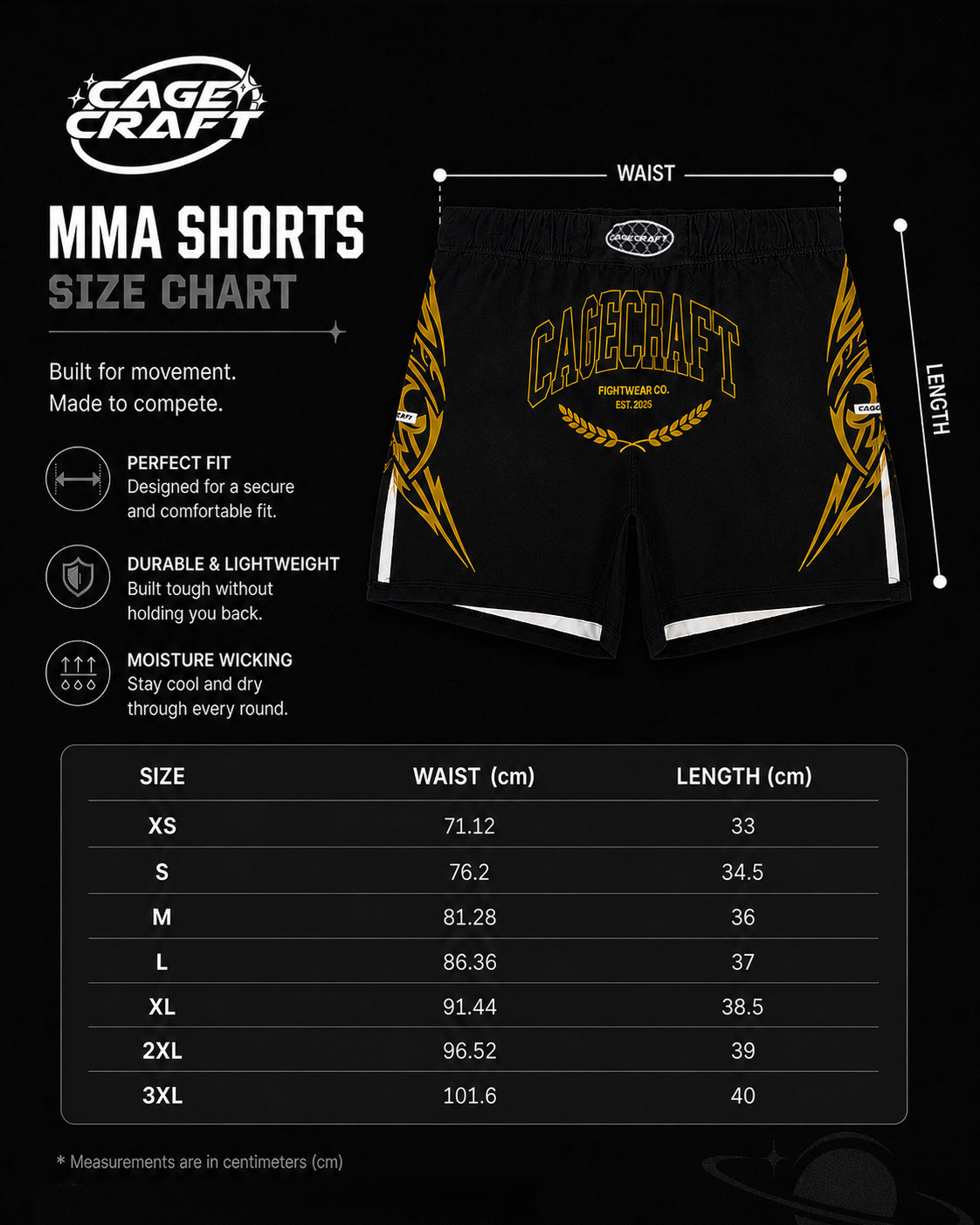Champion White Gold MMA Shorts